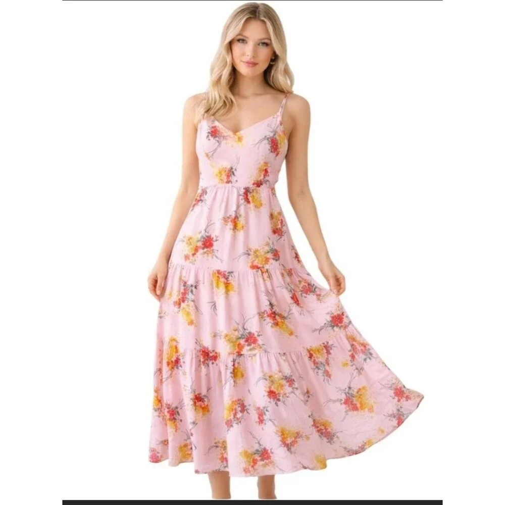 J. Crew Mercantile Tiered Sunburst Floral Boho Maxi Dress